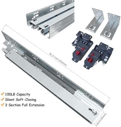 4 pair 21 inch undermount soft close drawer shown in use