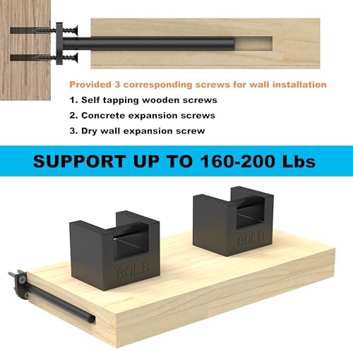 8 in hidden floating shelf brackets 8 pack, side view