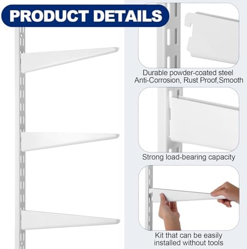 colingmill 8 pcs white twin rail upright wall, close-up detail