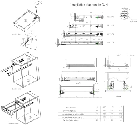 6 pairs 21 inch undermount soft close drawer on a desk or shelf
