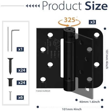 4 inch self closing door hinges,square & 5/8" shown in use