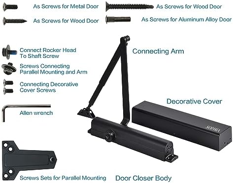 sophia door closer commercial grade 1, automatic door showing dimensions