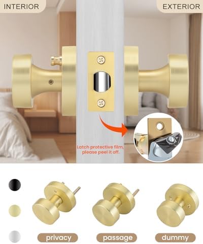 haidms brushed gold door knob interior privacy door showing dimensions