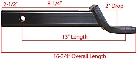 Rigid Hitch Class III, IV Hitch Ball Mount (UB-213-B) Fits 2-in Receiver, 8,500 lbs, 2-Inch Drop, Black