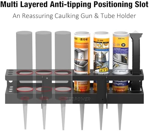 unitedpower caulking gun holder 6+1, wall mount hand, close-up detail