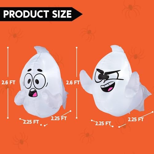 Joiedomi 2 Pack Halloween Inflatable Window Ghost with Build-in LED, 2.6 FT T...