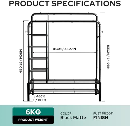 clothes rack with shelves, double rods clothing rack on a desk or shelf