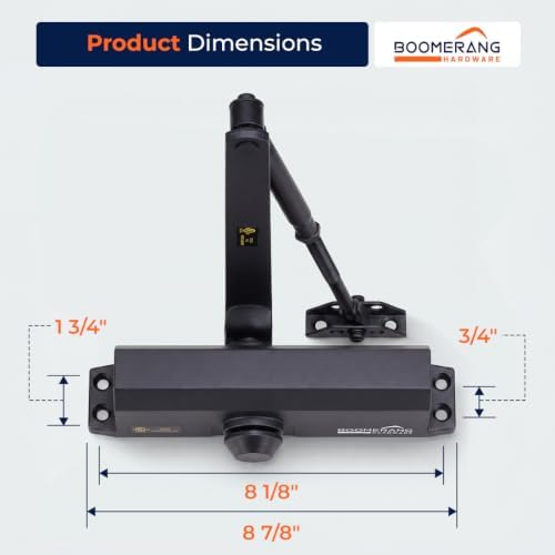 boomerang d703 medium-duty designer auto commercial door closer, close-up detail