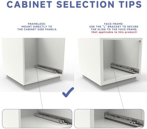 6 pair 16 inch (400mm) undermount soft close, front angle view