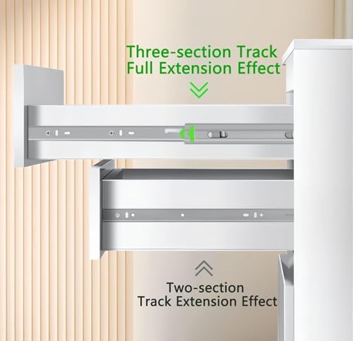 soft close 22" drawer slides, full extension side, side view