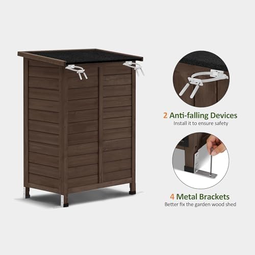 mcombo small outdoor storage cabinet, wood shed with, package contents
