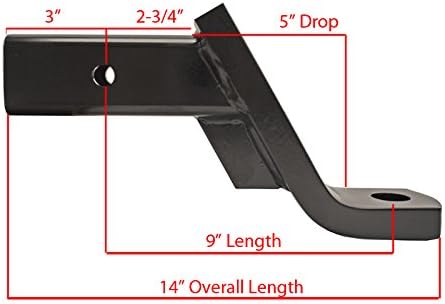 Class V Hitch Ball Mount - (HUB-25509) for 2-1/2" Receivers - Made in U.S.A. Fits 2.5 in Receiver, 12,000 lbs, 5-Inch Drop, Black