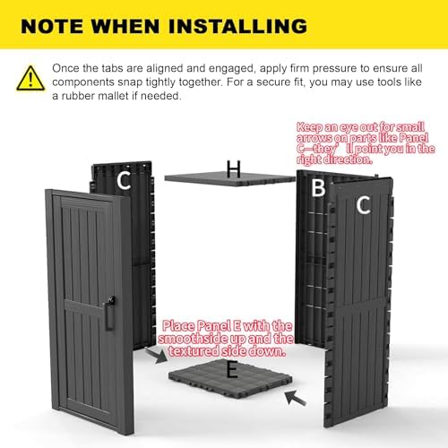 fancyango outdoor resin storage cabinet sturdy all-weather shed, close-up detail