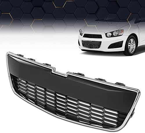PIT66 Front Bumper Grille Set Fit Chevy Sonic 2012-2016 Black GM1036139 | Upper & Lower Grille with Fog Light Covers, Fits Chevy Sonic 2012-2016, Front Bumper Replacement, Replaces 95215846, 95227395