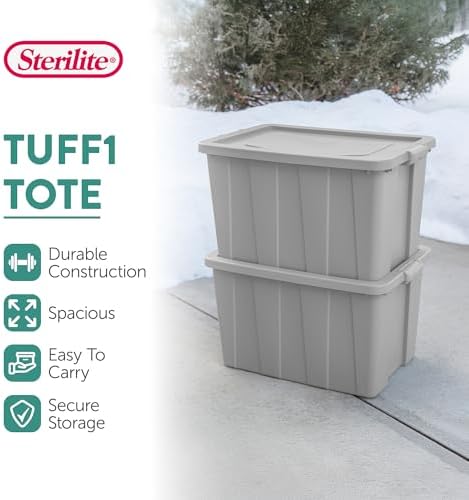 sterilite latching tuff1 tote containers w/lids, 30 gallon, close-up detail