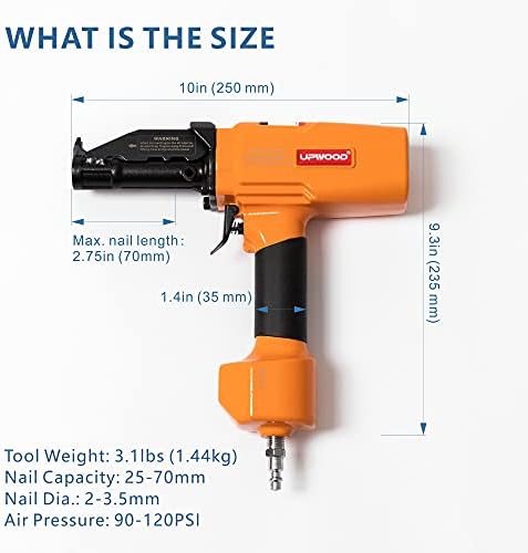 air nail puller nail remover pneumatic denailer tool, front angle view