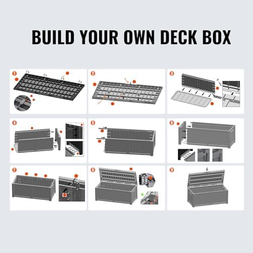 vevor deck box, 120 gallon outdoor storage box, package contents