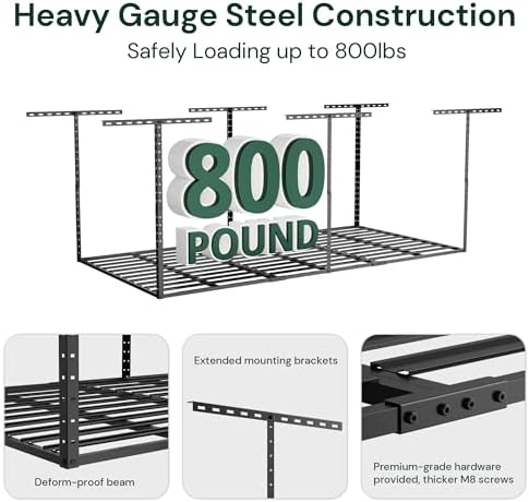 sunsgrove 4x8 overhead garage storage rack organization, adjustable shown in use