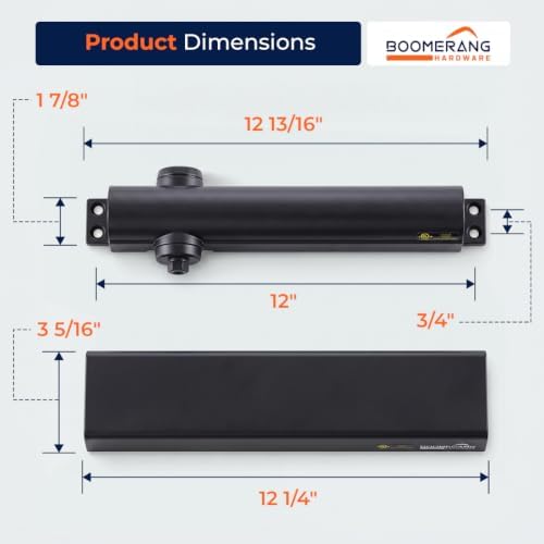 boomerang d8016 heavy-duty designer auto commercial door closer, close-up detail