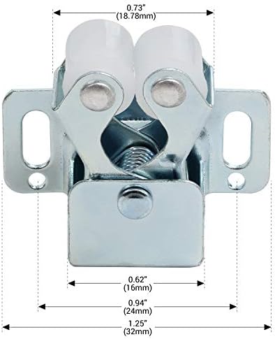 rok hardware 50 pack of zinc double roller, close-up detail