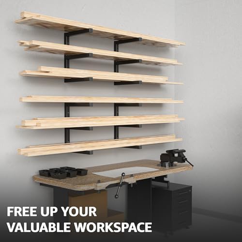 yyr wood organizer and lumber storage rack wall showing dimensions