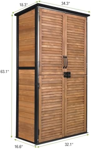 outdoor storage shed garden cabinet with strong iron on a desk or shelf