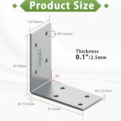 3x3 inch galvanized l shape 90 degree corner on a desk or shelf