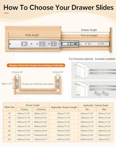 gobrico drawer slides 20 inch 2 pair，soft close, package contents