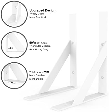 sogal white shelf brackets 8 x 10 inch showing dimensions