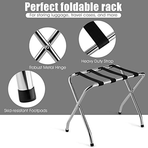 tangkula chrome luggage rack for guest room, no, package contents