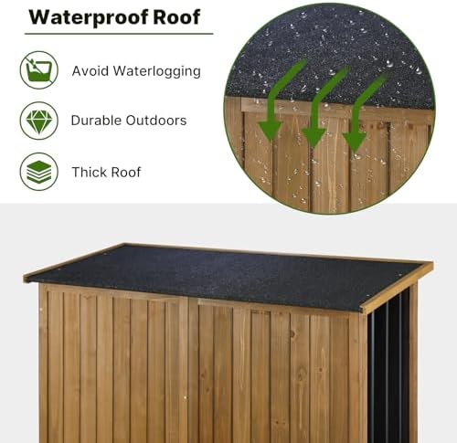 outdoor storage cabinet wood & metal with waterproof, close-up detail