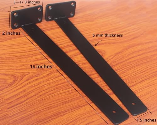 16 inch black hidden l shelf bracket (1/5, close-up detail