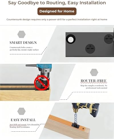 floating shelf bracket kit (no router needed) with, close-up detail