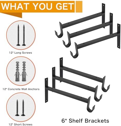 ezydecor closet rod bracket shelf brackets with hook, close-up detail