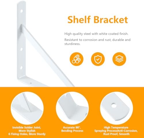 heavy duty shelf brackets, 12 x 8 inch shown in use