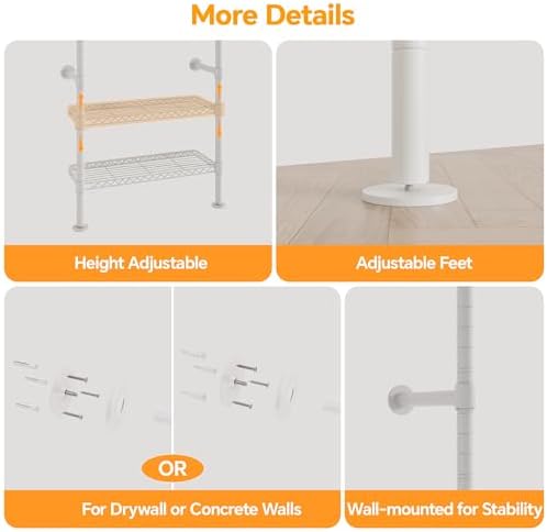 higeego w3 wall mounted clothes rack, industrial pipe on a desk or shelf