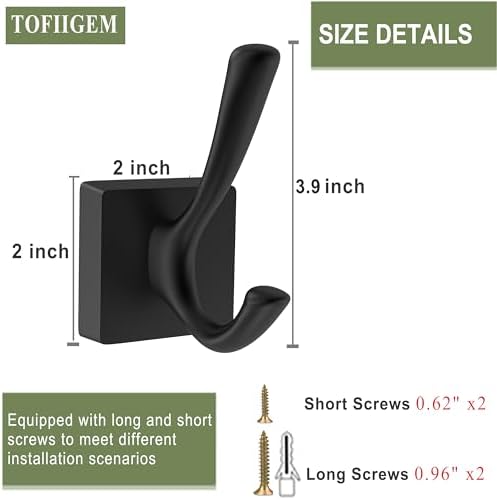 tofiigrem black wall hooks coat hooks, mudroom hooks on a desk or shelf