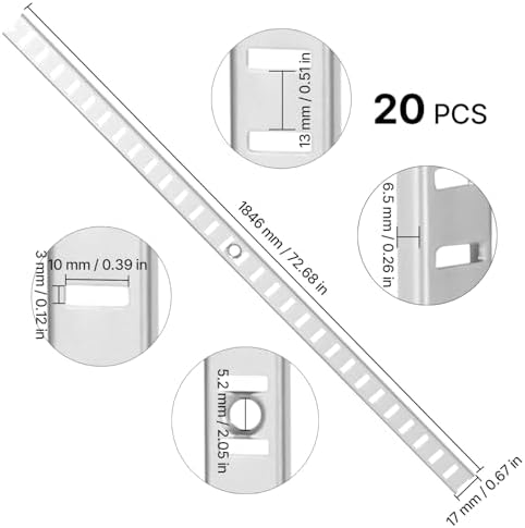 vevor shelf pilaster, 72.7-inch 20 pack, adjustable shelf, view 9