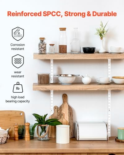 vevor shelf pilaster, 60-inch 5 pack, dual track showing dimensions