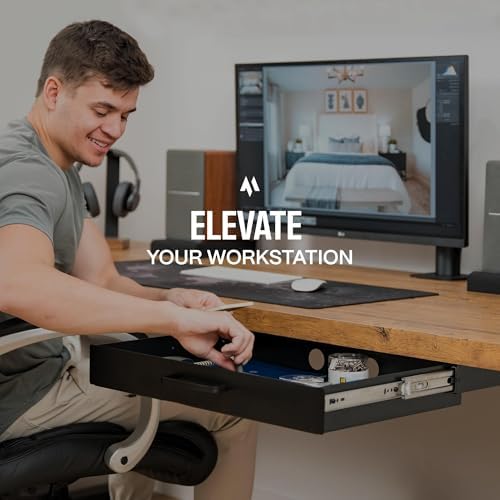 under desk drawer slide out attachment - carbon on a desk or shelf