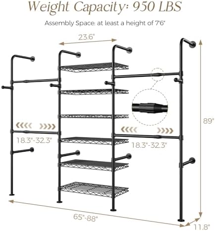 closet organizers and storage, 3-row heavy duty garment shown in use