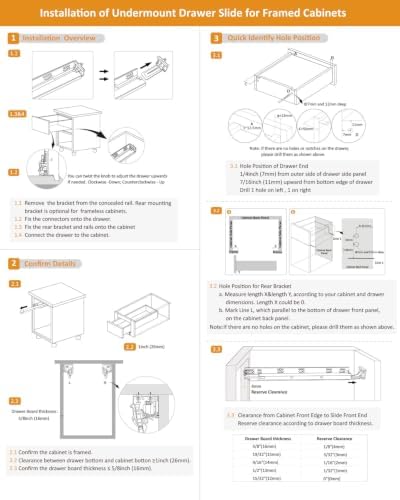 gobrico undermount drawer slides bottom mount soft close, view 9