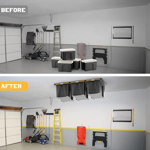 walmann ceiling tote storage rails, heavy duty garage, view 9