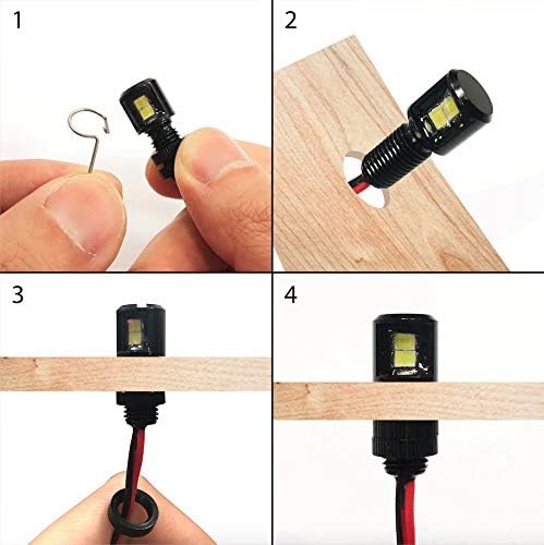 Oznium Side View LED Bolt - 12V LED Side Emitting Light for Bumper, Grille, Cars Interior, Dash, Ambient Lighting, Motorcycle with Aluminum Housing & Screw Nut (8 mm Black, Amber LED), 2-PACK