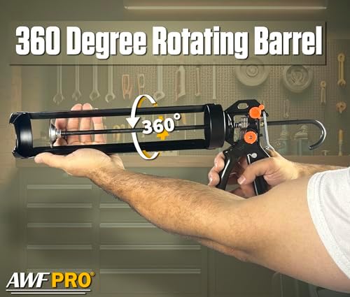 awf pro 29 oz dual thrust caulk gun shown in use