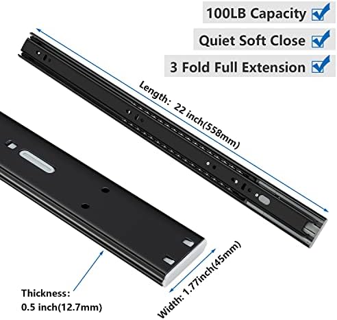 homdiy 10 pair soft close drawer slides 22 shown in use