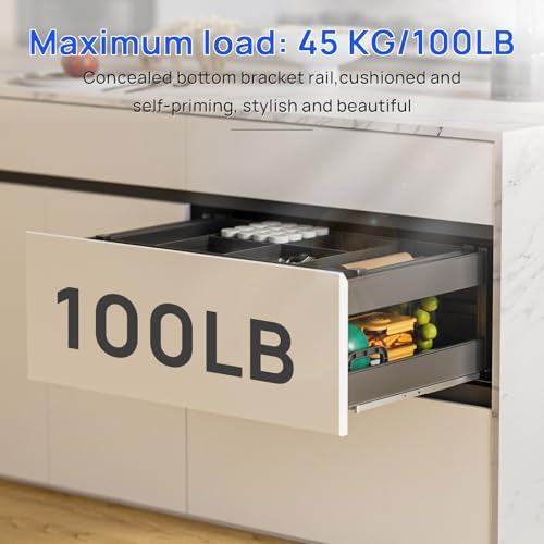 22 inch soft close undermount drawer slides for, side view