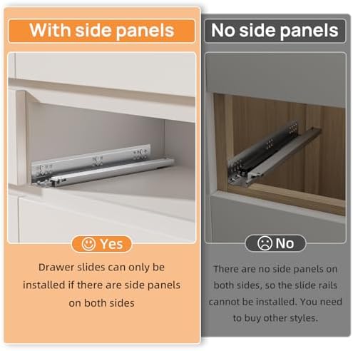10 inch soft close undermount drawer slides for, close-up detail