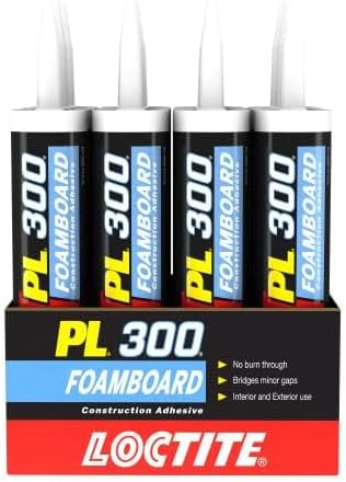 loctite pl300 foamboard adhesive, 10 fl oz, cartridge shown in use