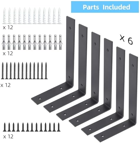 heavy duty 12-inch black shelf brackets, l shelf on a desk or shelf